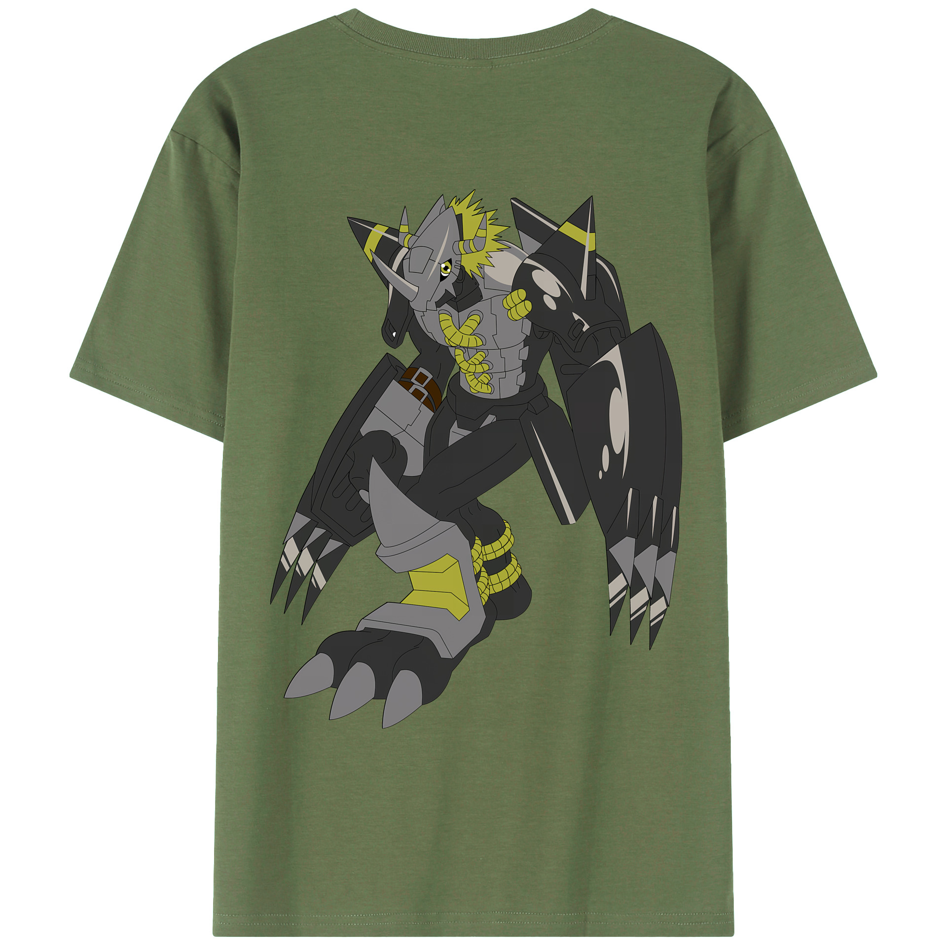 （画像用） Digimon デジタルモンスター/デジモン 綿100％ メンズ半袖Tシャツ（バックプリント） 通気性